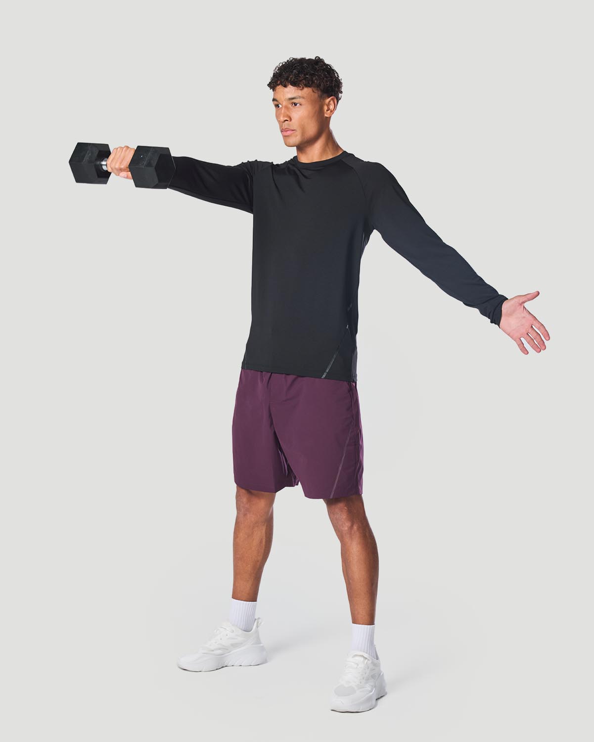 Men's Crew Neck Long Sleeve T-Shirt - Jet Black image number 5