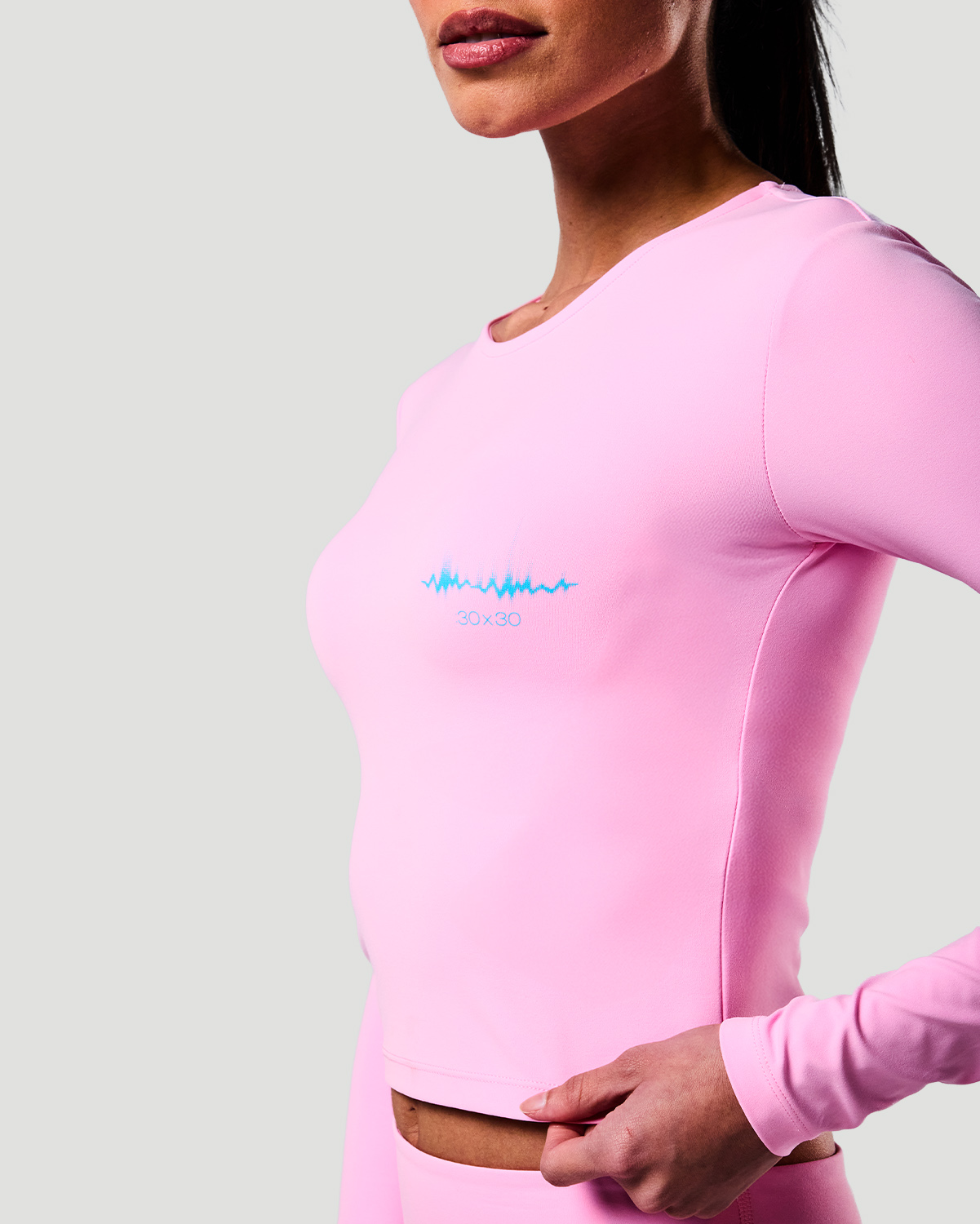 Long Sleeve Crop Top - Pink Frosting image number 2