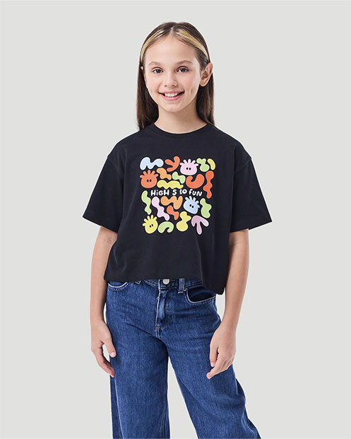 Girl's Graphic T-shirt - Jet Black