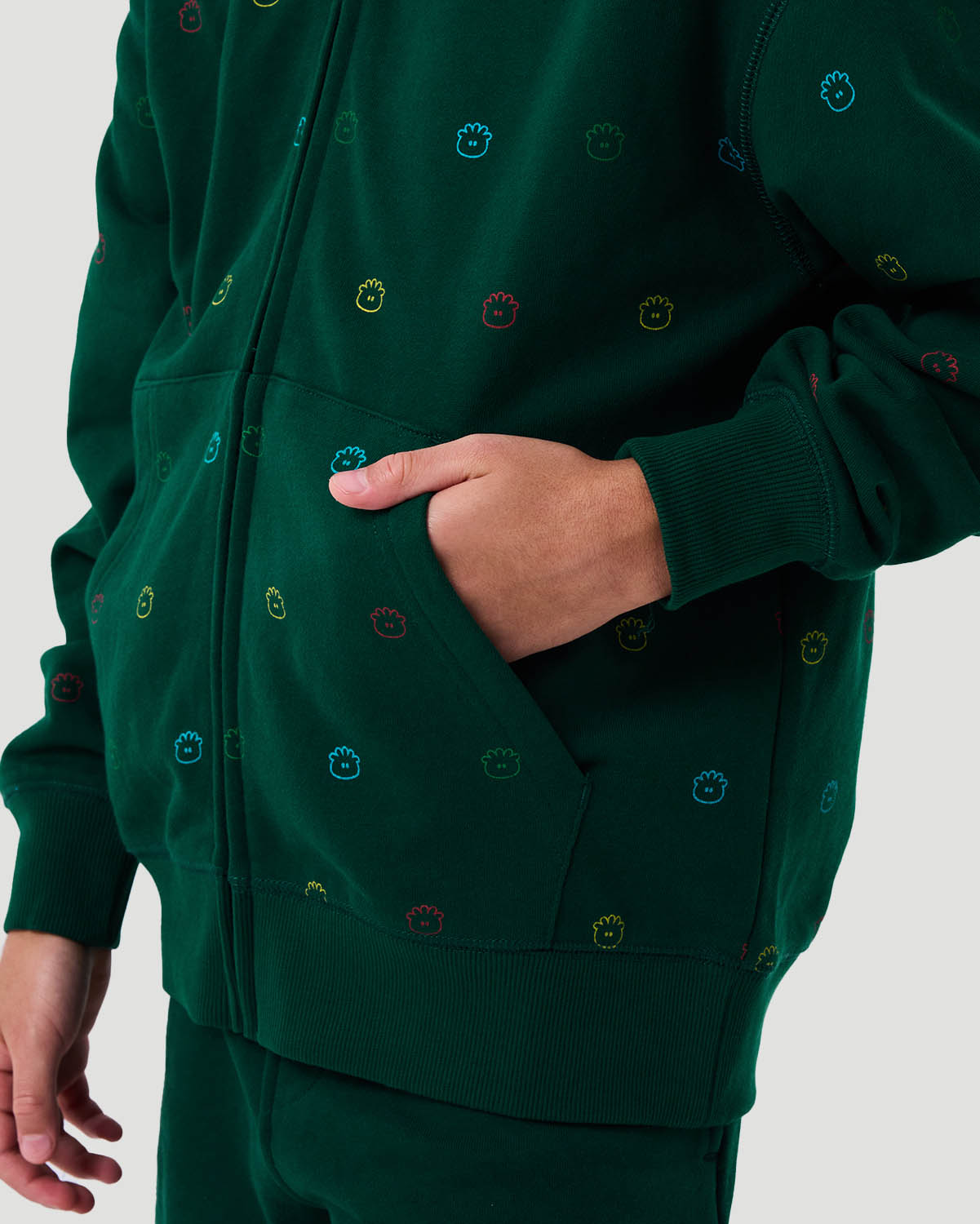 Boy's Printed Zip Hoodie - Evergreen image number 4