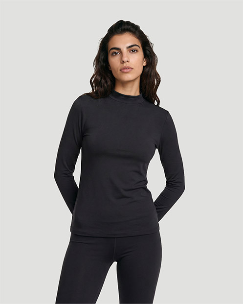 Women's High Neck T-Shirt - Jet Black