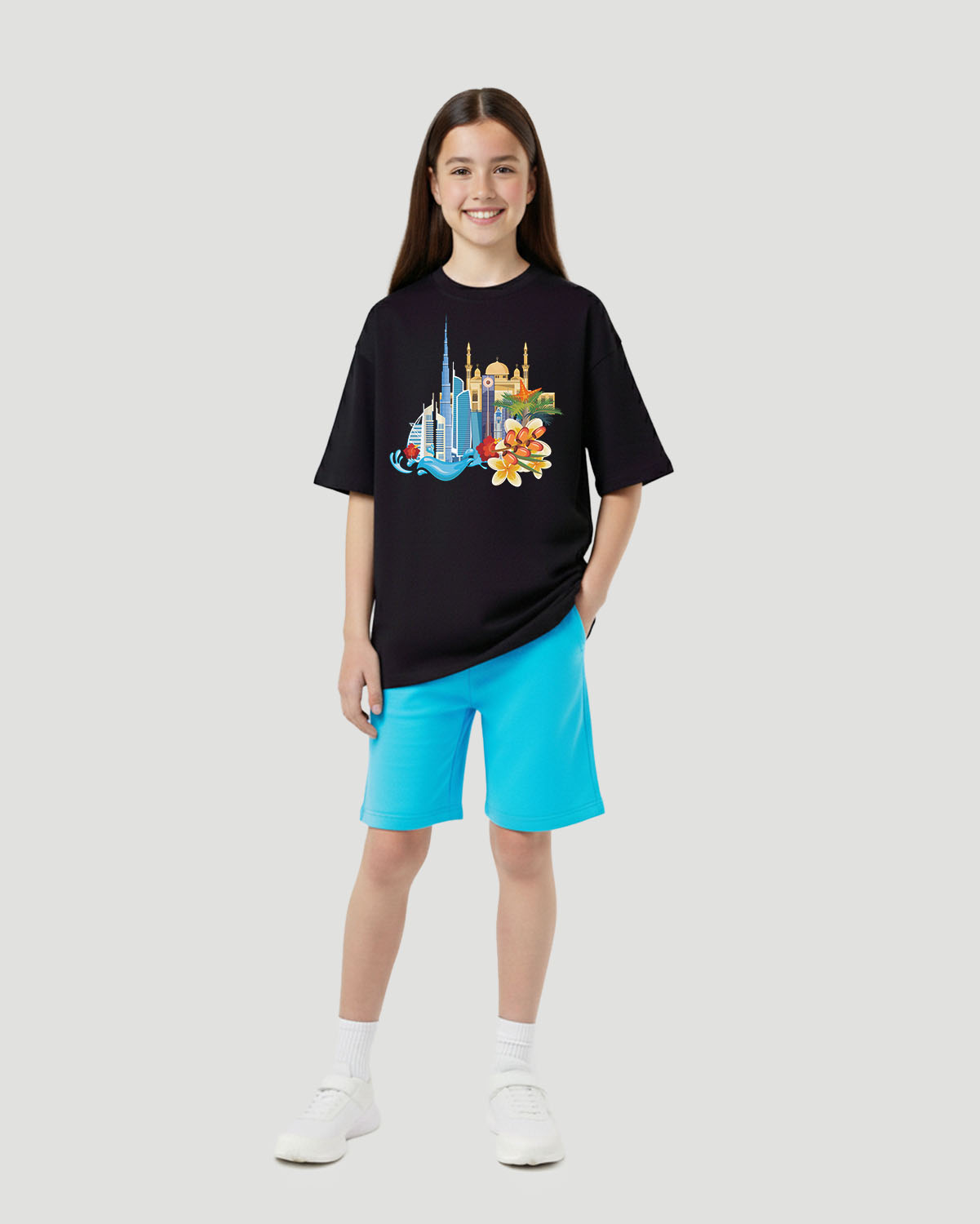 Girls Graphic T-Shirt-Skyline - Jet Black image number 3