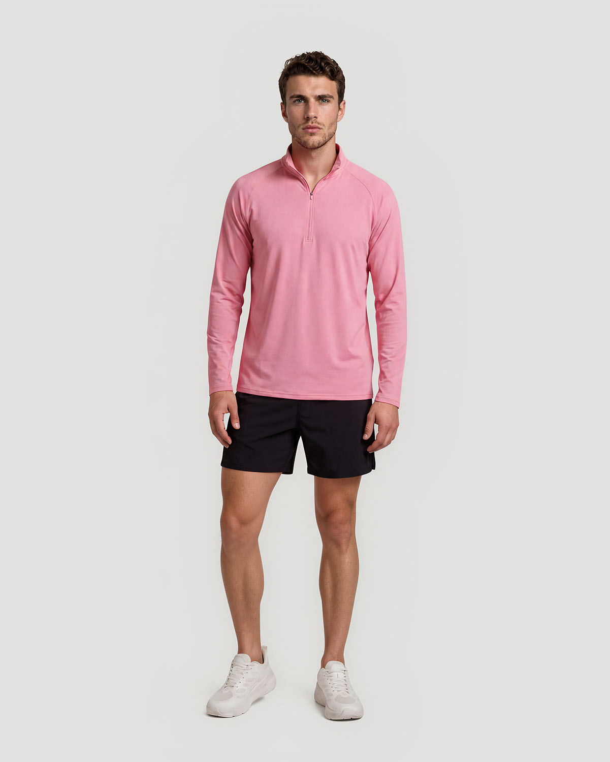 Men's Half-Zip Long Sleeve T-Shirt - Cashmere Rose image number 2