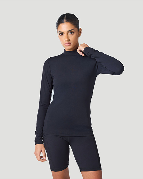 Women's High Neck T-Shirt - Jet Black