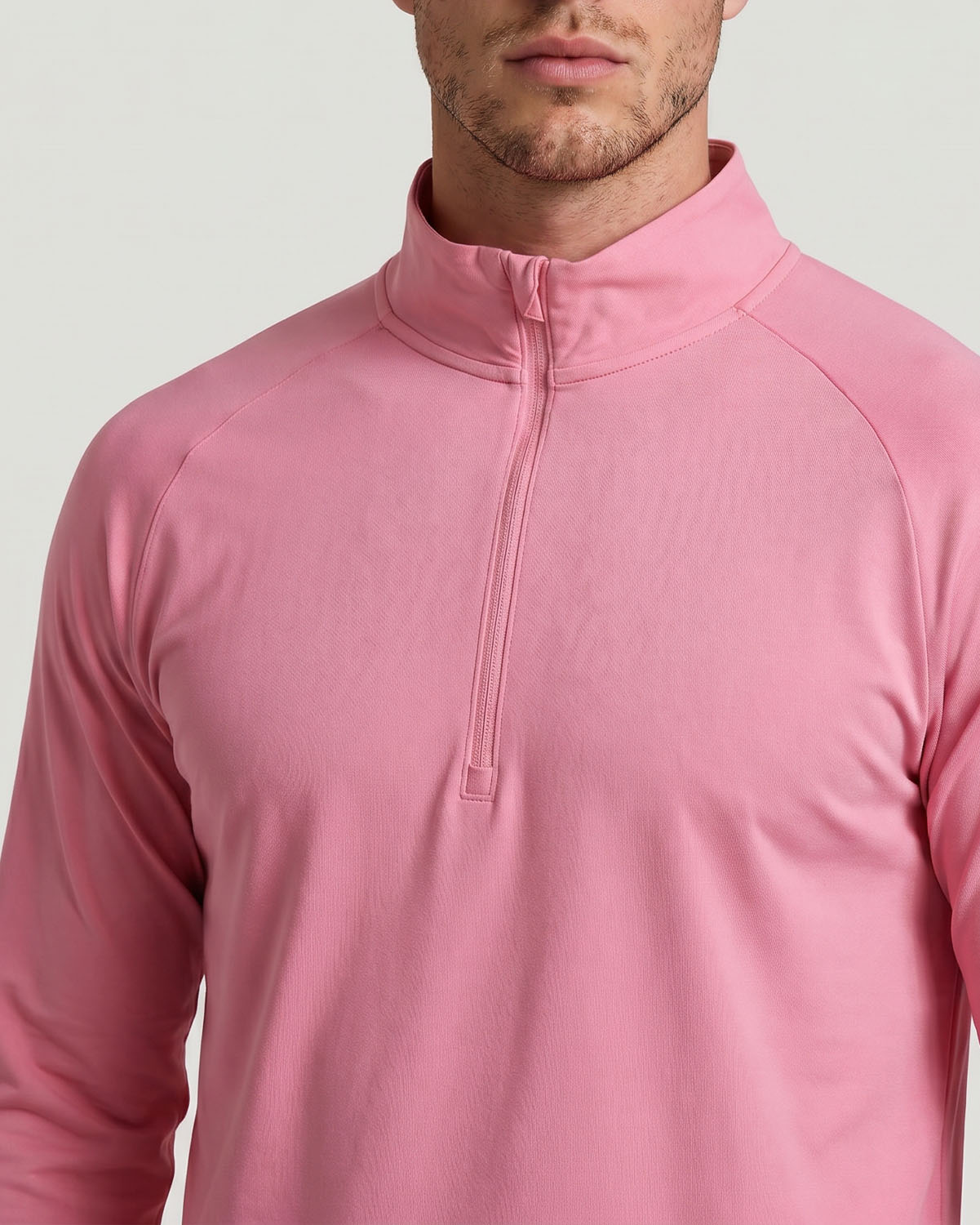 Men's Half-Zip Long Sleeve T-Shirt - Cashmere Rose image number 5