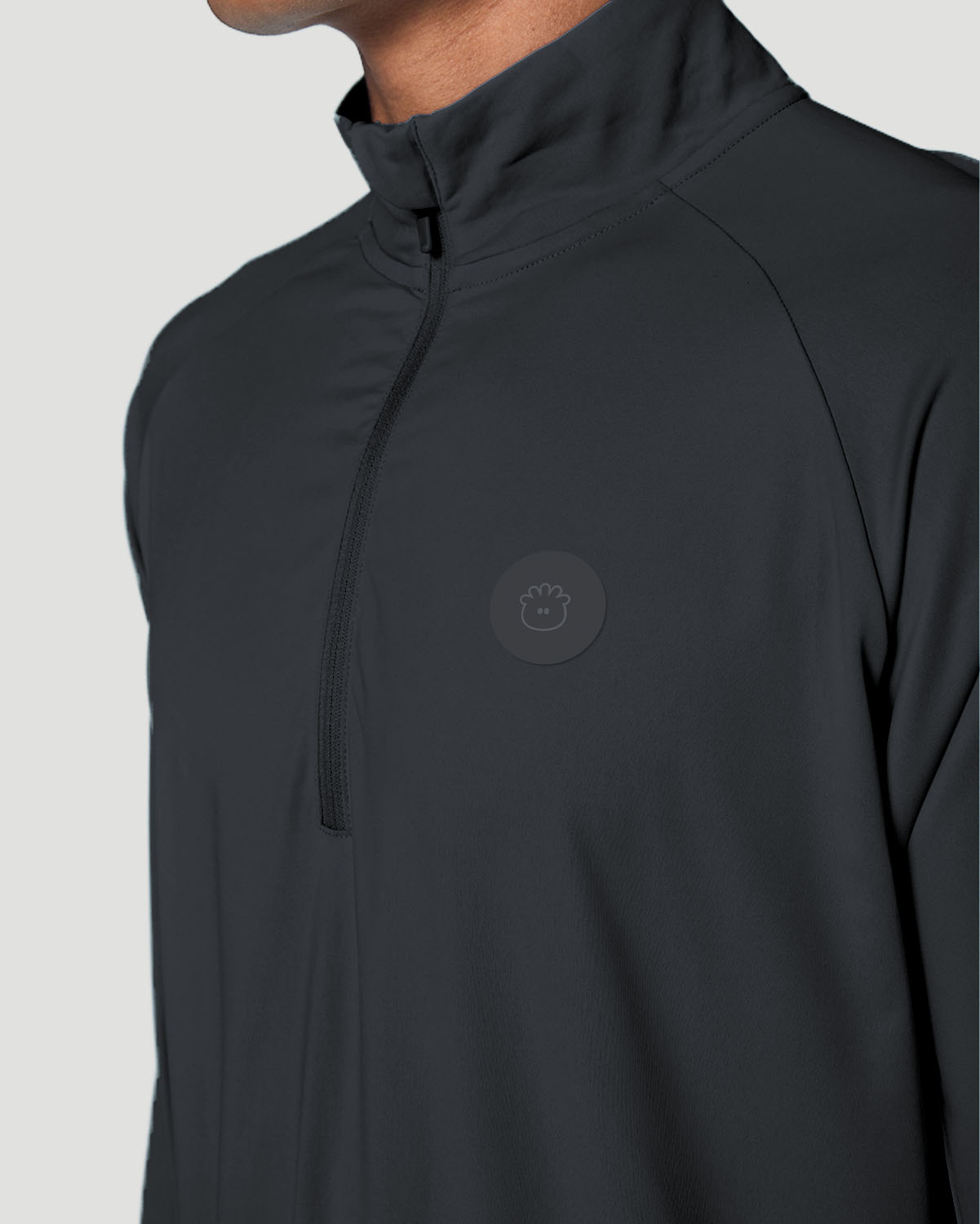 Men's Half-Zip Long Sleeve T-Shirt - Jet Black image number 2