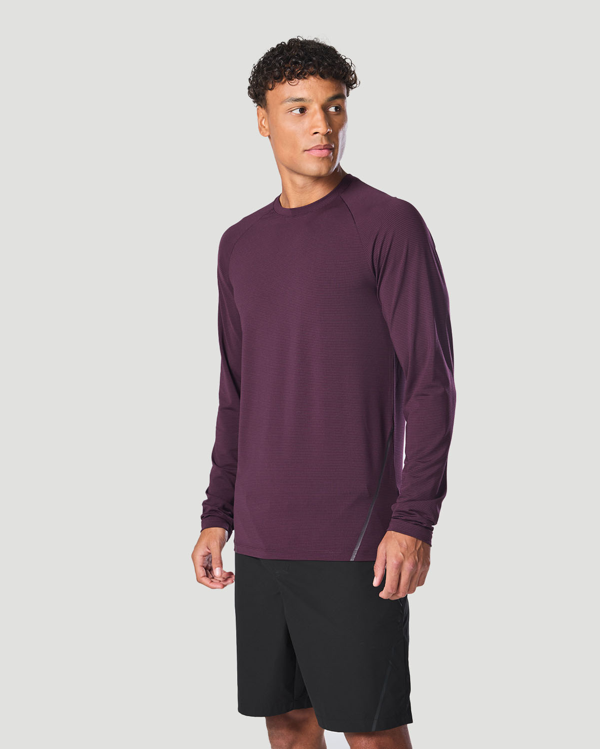 Men's Crew Neck Long Sleeve T-Shirt - Italian Plum image number 1
