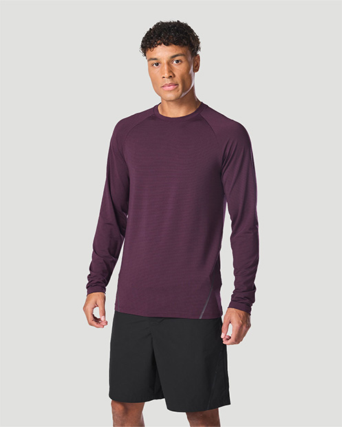 Men's Crew Neck Long Sleeve T-Shirt - Italian Plum