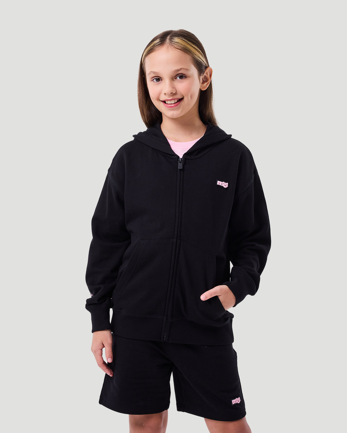 Girl's Zip Hoodie - Jet Black image number 2
