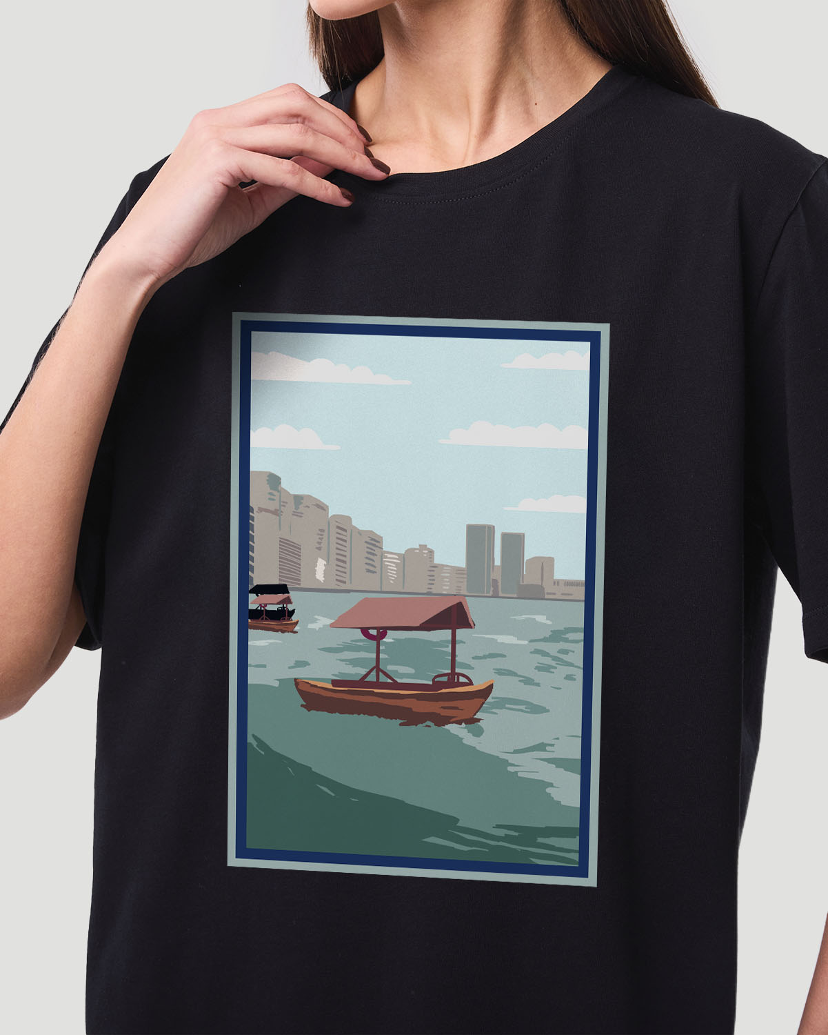 Women's Graphic T-Shirt-Dhow Boat - Jet Black image number 2