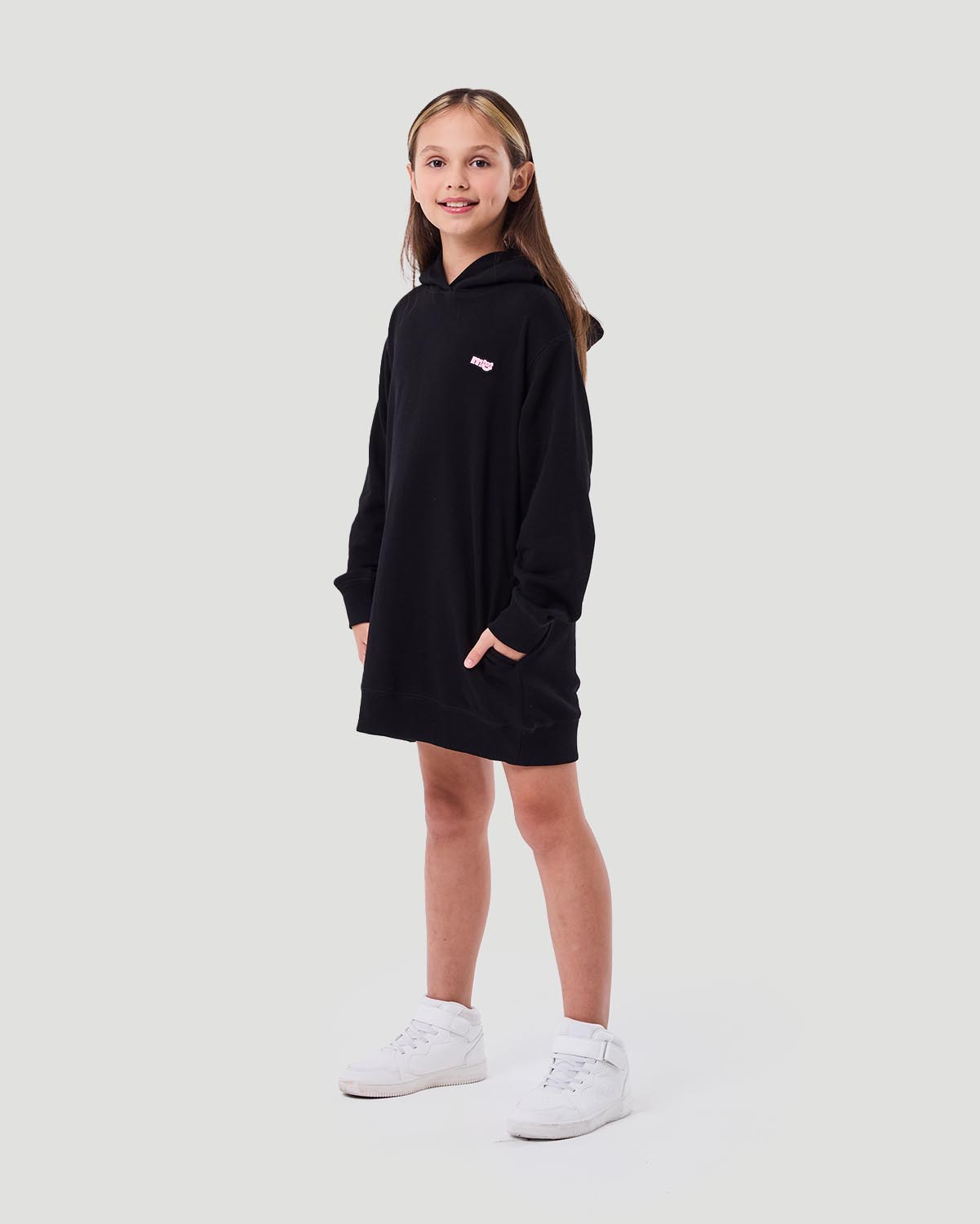 Girl's Hoodie Dress - Jet Black image number 1