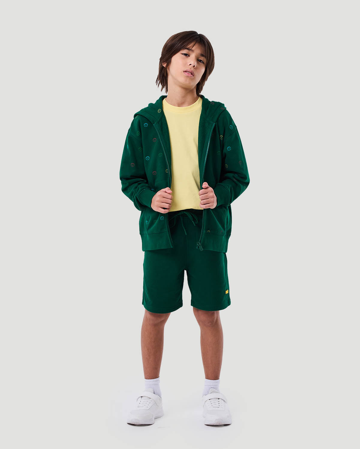 Boy's Printed Zip Hoodie - Evergreen image number 0