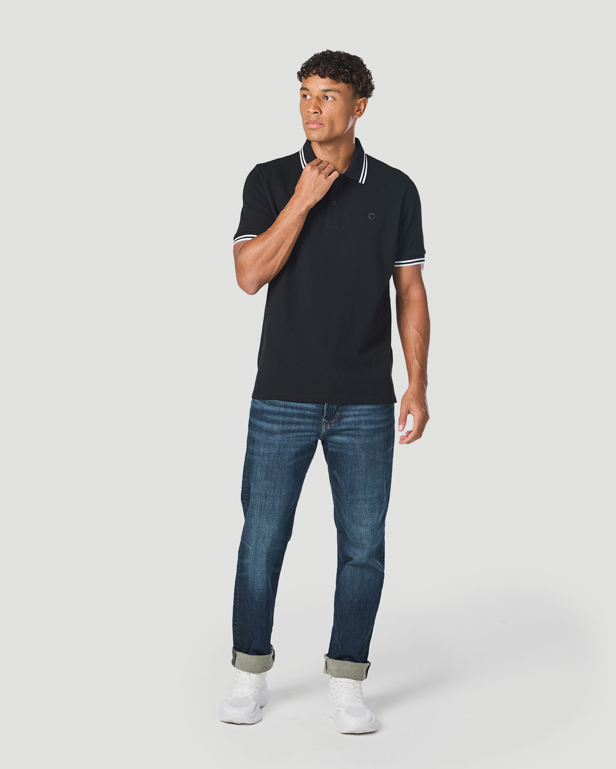 Men's Basic Tipping Polo - Jet Black image number 4