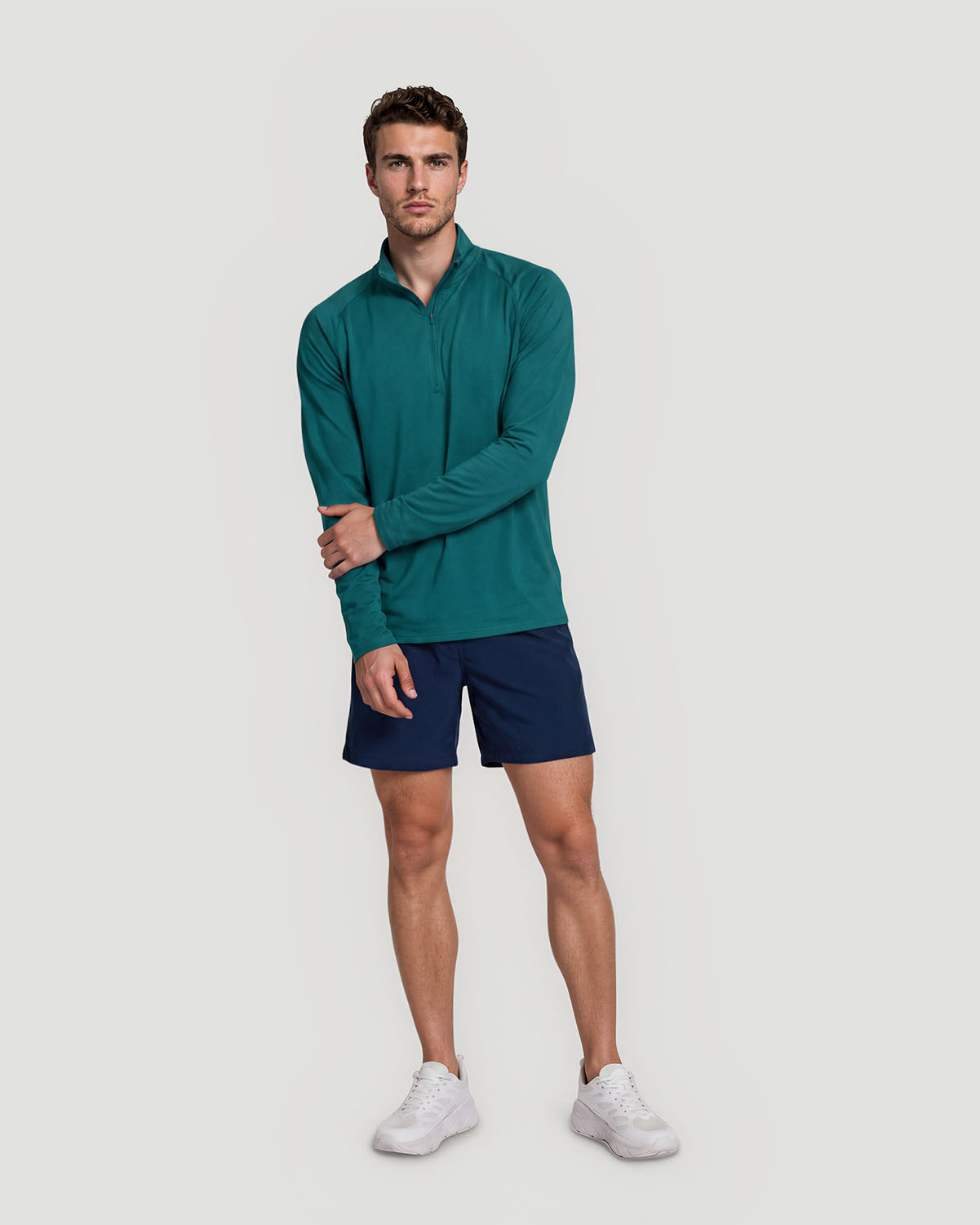 Men's Half-Zip Long Sleeve T-Shirt - Shaded Spruce image number 3