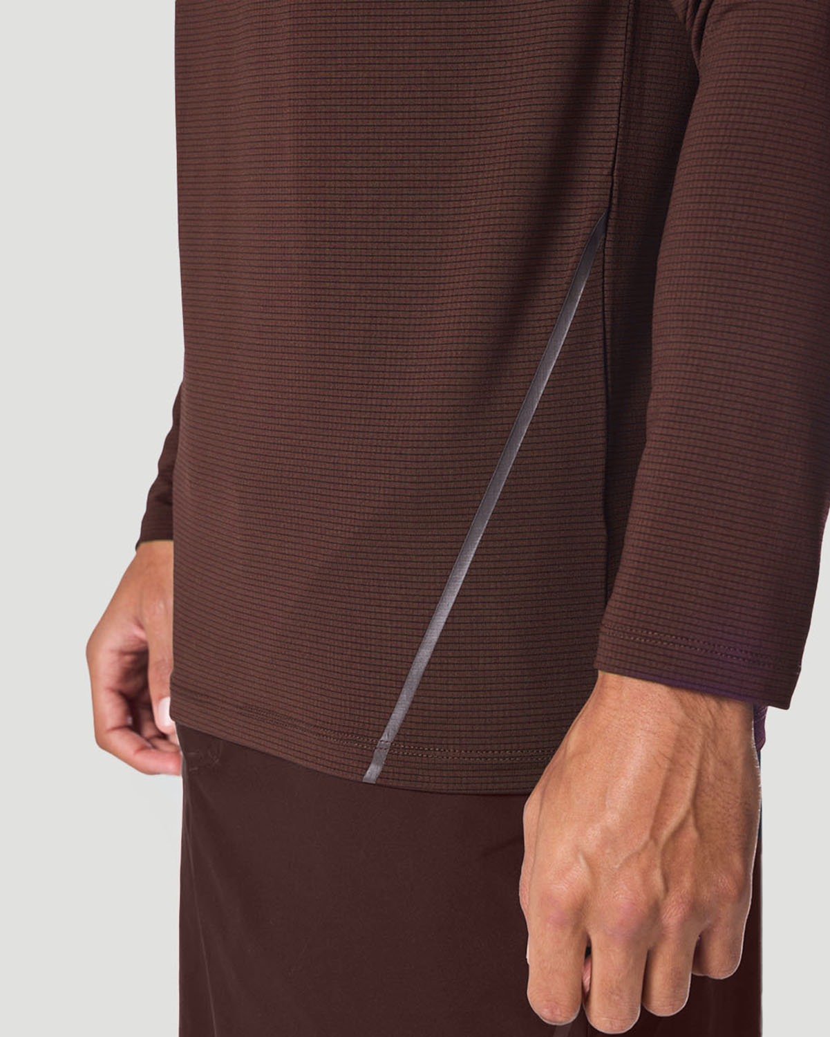 Men's Crew Neck Long Sleeve T-Shirt - Shaved Chocolate image number 5