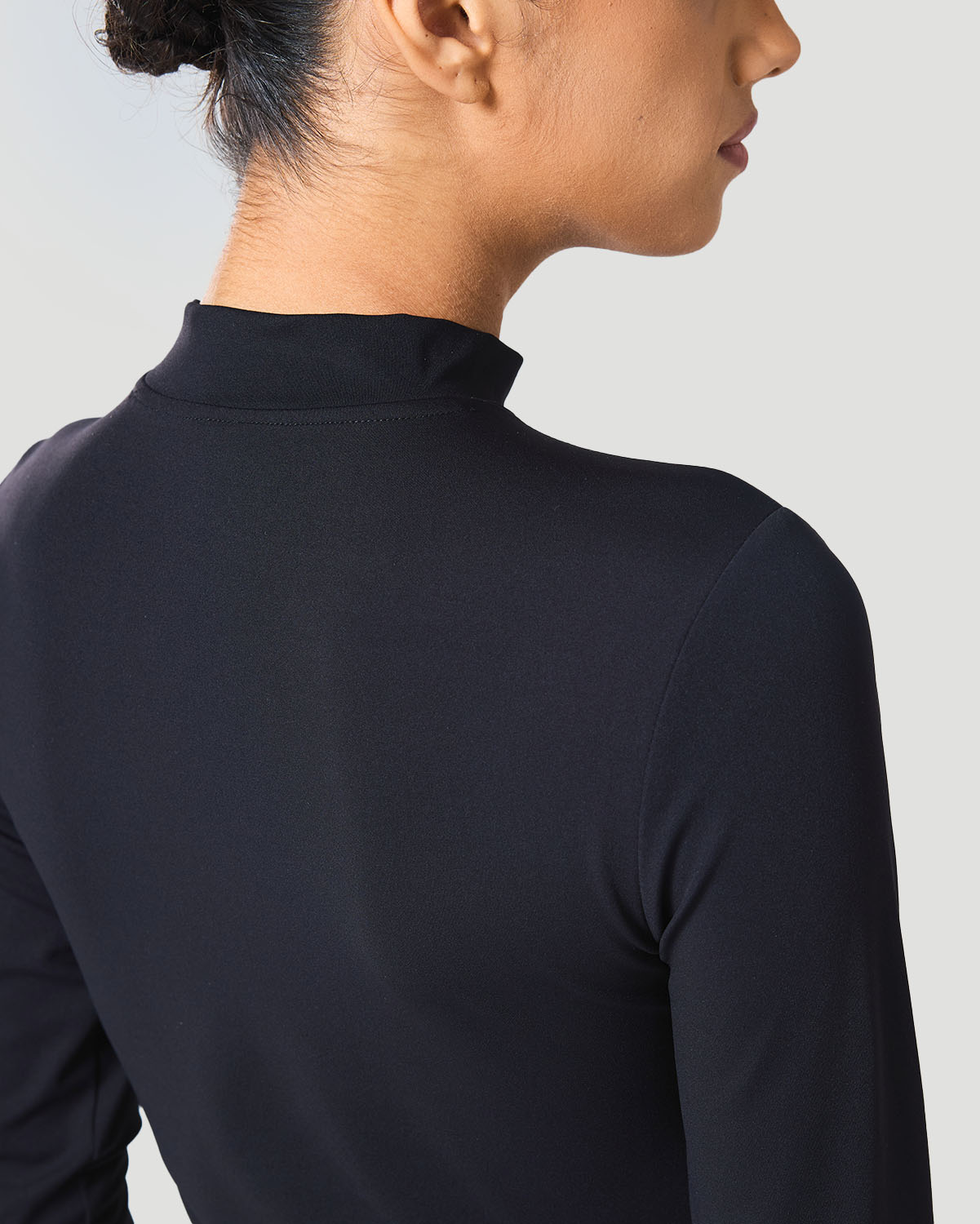 Women's High Neck T-Shirt - Jet Black image number 3