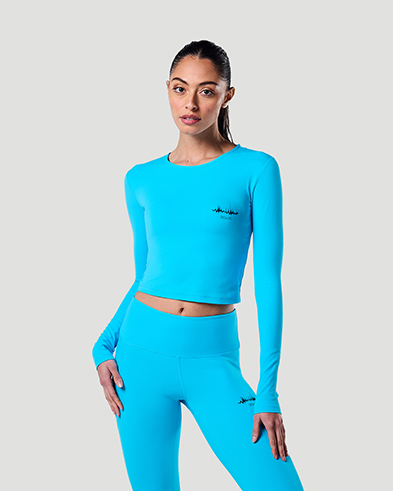 Long Sleeve Crop Top - Blue Atoll